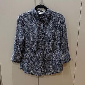 Coldwater Creek Black and White Patterned Blouse